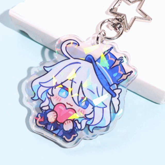Llaveros acrílicos holográficos personalizados con cristales rotos
