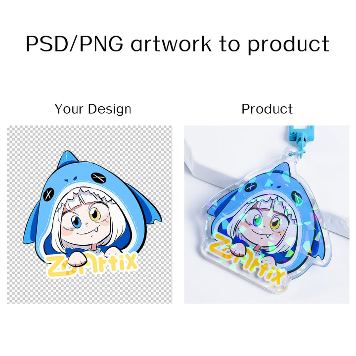 Custom Holographic Broken Glass Acrylic Keychains - ZoArtix