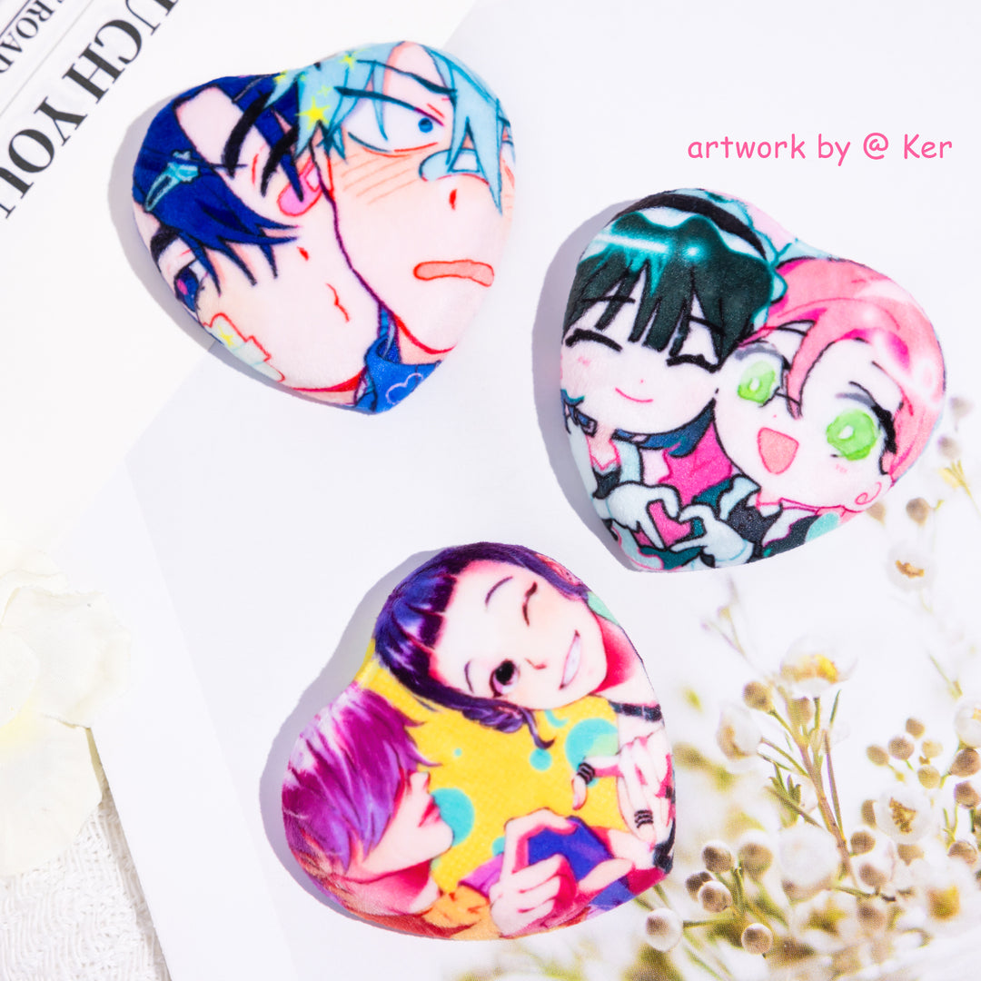 Custom Heart Shape Plush Badge