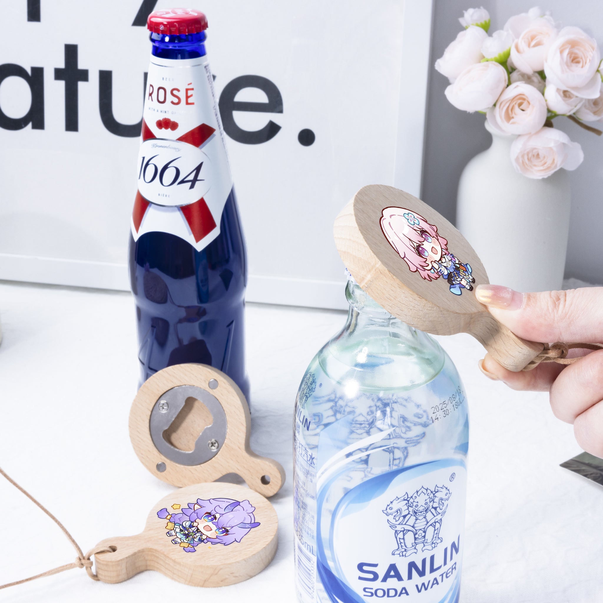 Custom Wood Bottle Cap Opener With Magnets