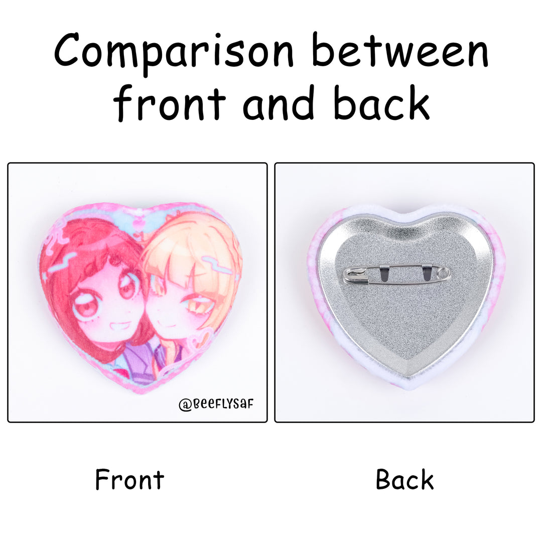 Custom Heart Shape Plush Badge