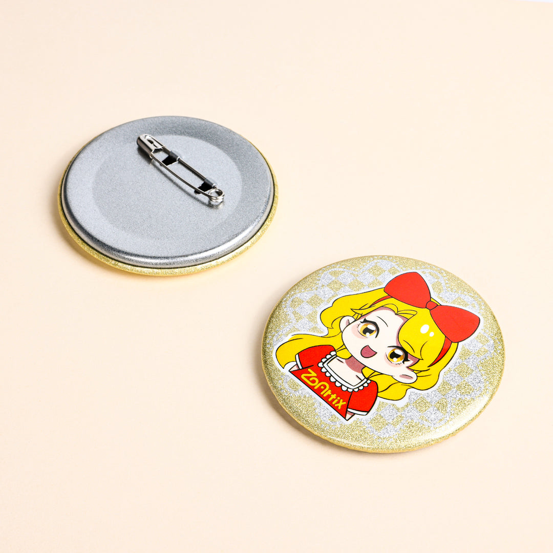 Custom Glitter Holographic Round Button Pins