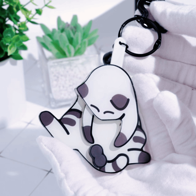 Custom Acrylic Mischief Cat Interactive Keychains