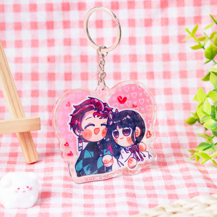 Custom Holographic Heart Acrylic Keychains - ZoArtix